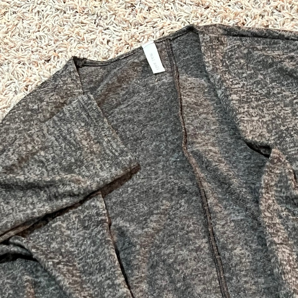 Mai Soli Women's Cardigan Brown Marled Knit Elbow Patch Duster Women's Sz M‎